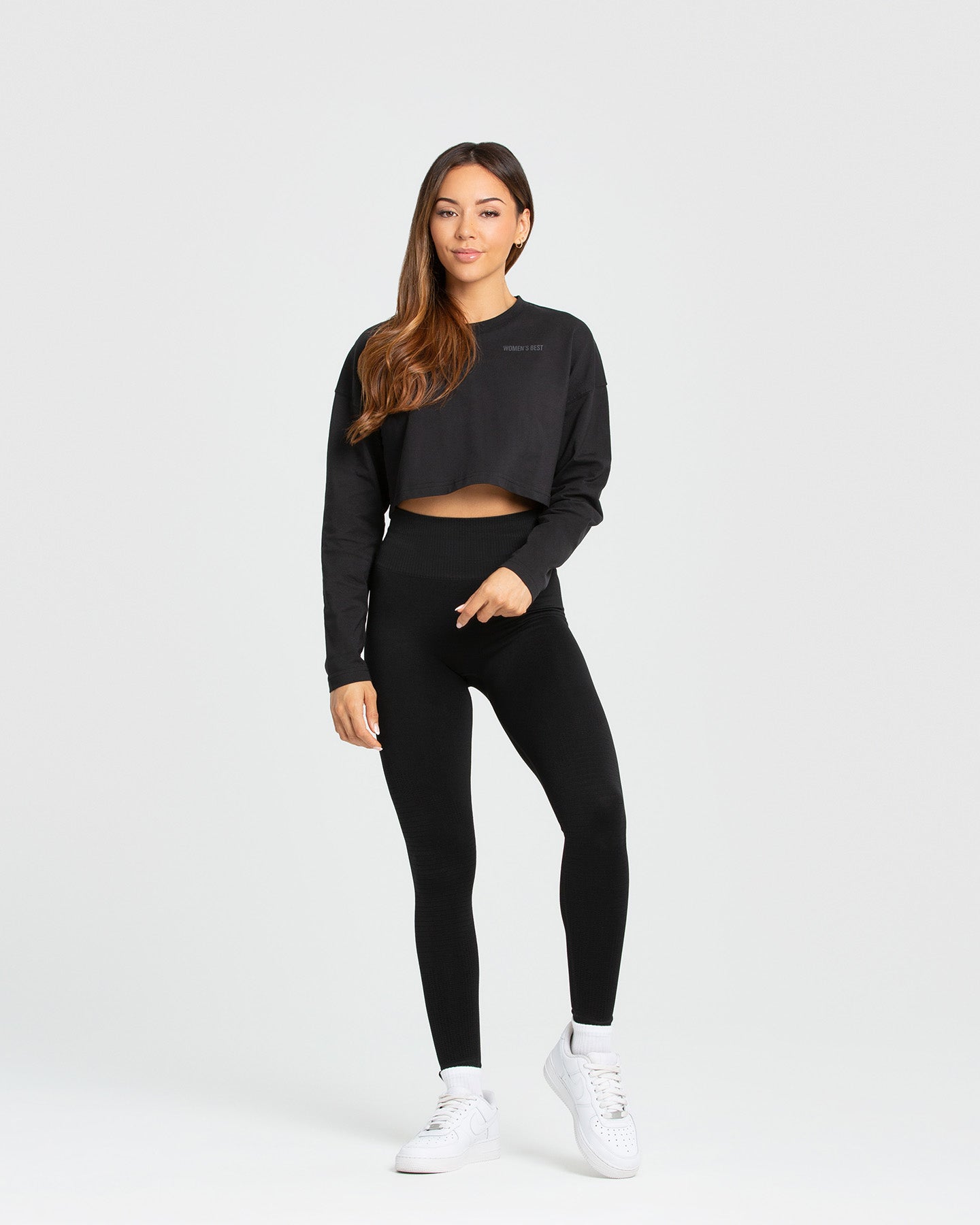 Comfort Oversized Cropped Long Sleeve T-Shirt | Black