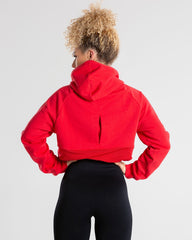 True Mesh Cropped Hoodie | Red