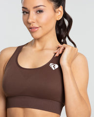 Power Seamless Sports Bra | Walnut Brown